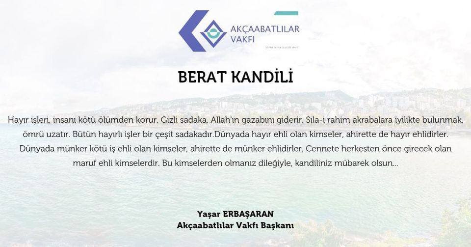 BERAT KANDİLİMİZ MÜBAREK OLSUN